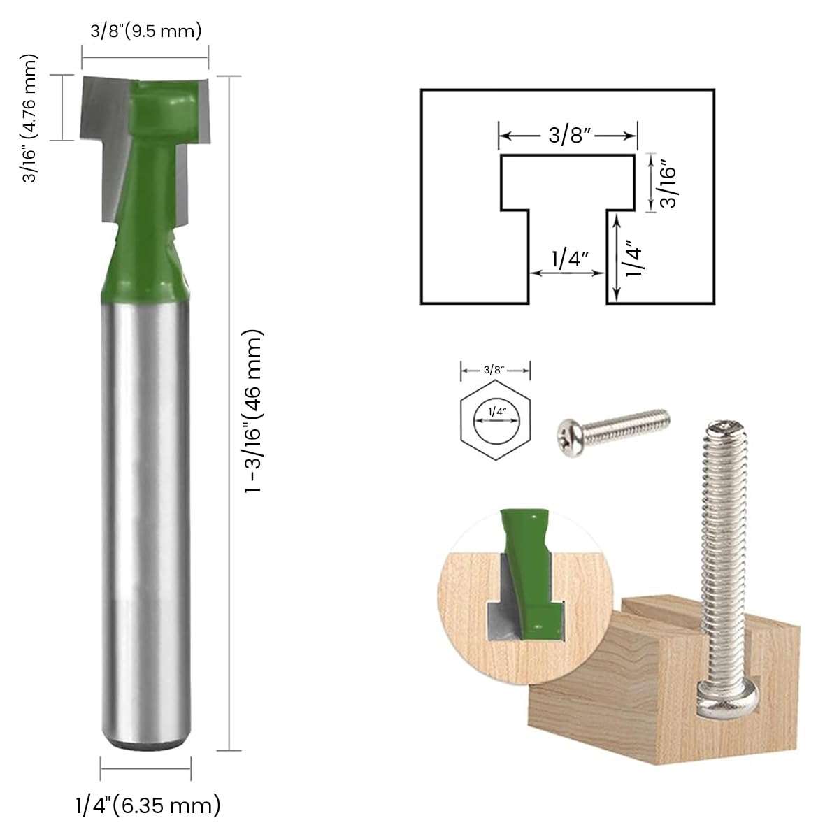 Serplex 3Pcs Router Bits, Univesal 1/4 Serplex 3Pcs Router Bits, Univesal 1/4